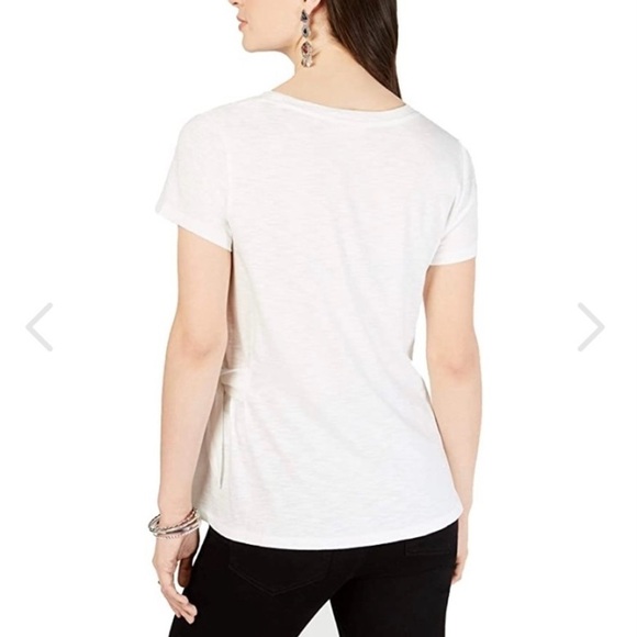 NEW Style & Co Plus White Top Tee Shirt Side Tie Short Sleeves Size 1X - Picture 2 of 7